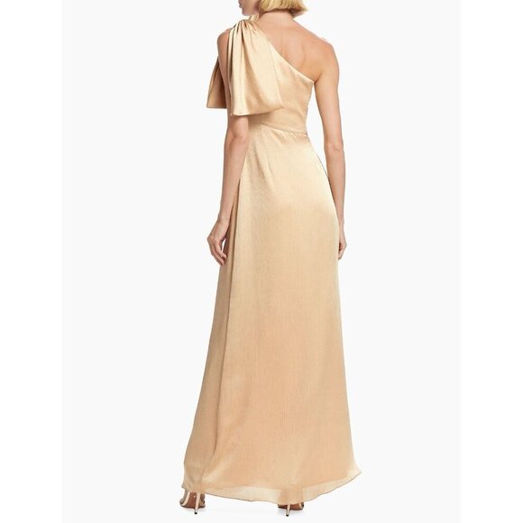 Sachin & Babi Chelsea Crinkle Satin One-Shoulder Gown 18W NWTs $185 Champagne - Picture 4 of 11